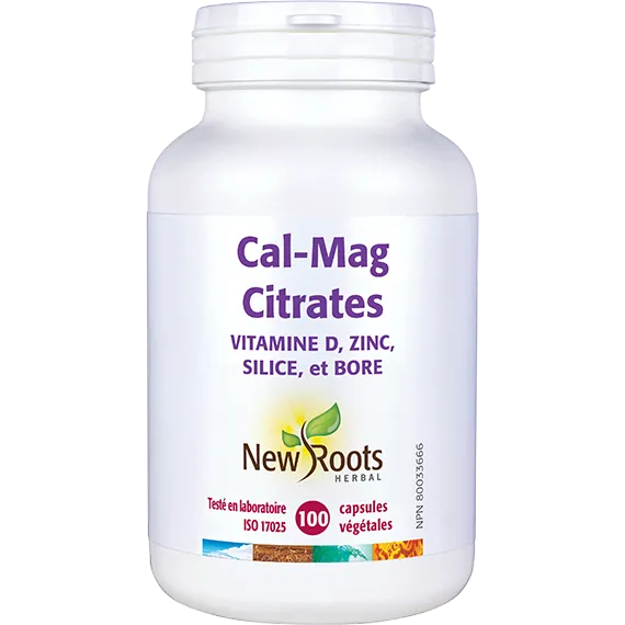 Cal-Mag Citrates Vitamine D, zinc, silice, et bore